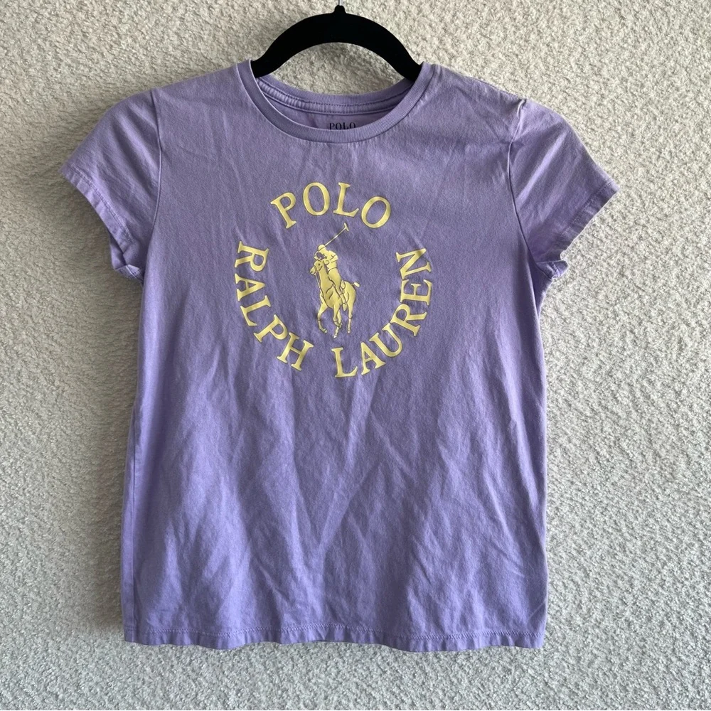 Ralph Lauren Polo‎ Girls Purple Butter Yellow Short Sleeve T Shirt Size 12-14